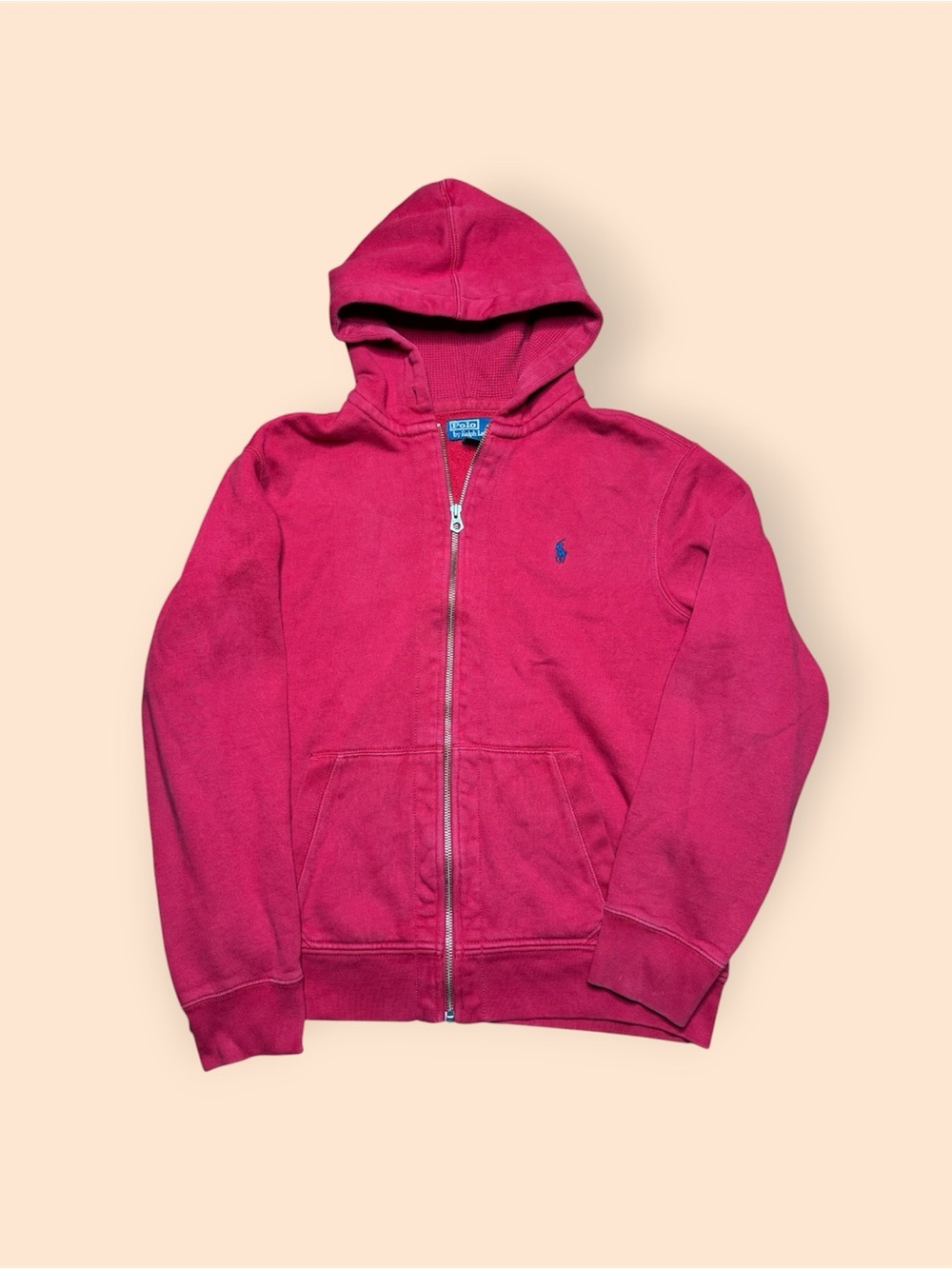 Vintage 1990s Polo Ralph Lauren Zip Up Hoodie Men’s XL Red Vtg 90s